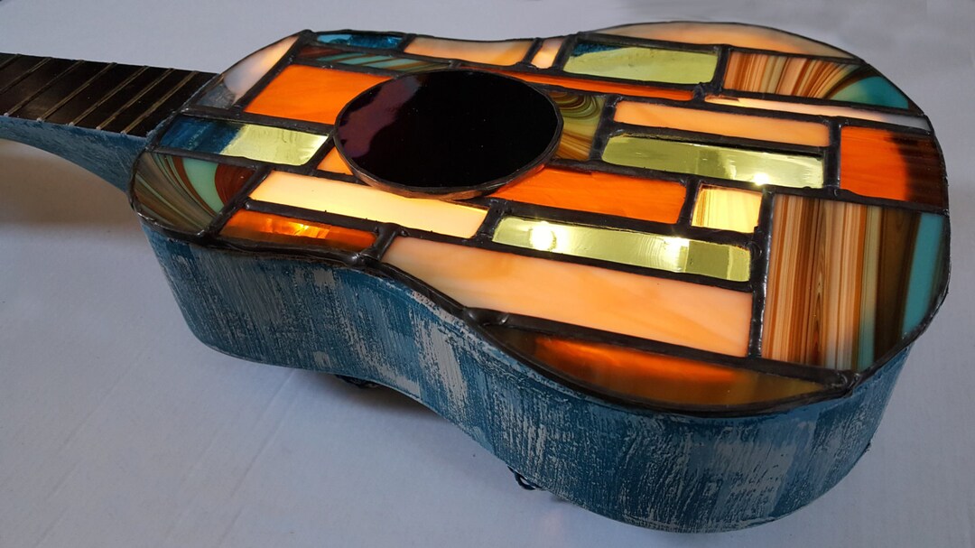 CUSTOM Stained Glass Ukulele Guitar With Fairy Lights. Light Etsy