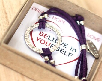 Believe in yourself Bracelet, Believe Bracelet, Dream Hope Trust Love Bracelet, Inspirational Jewelry, Ring Bracelet, Believe Charm