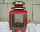 Vintage Red Lantern Oil Lamp, Made in Hong Kong, Small Oil Lamp