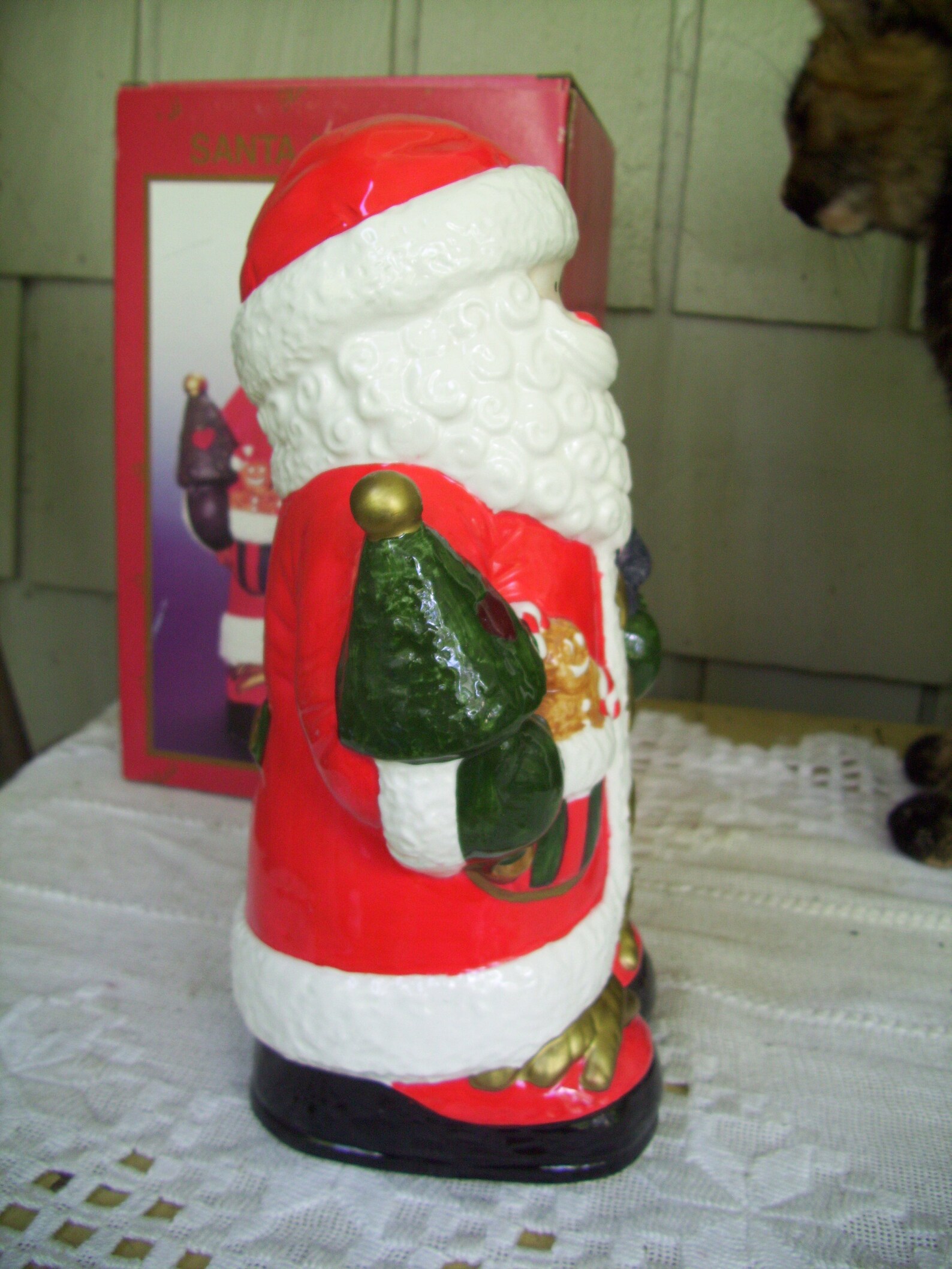 Ceramic Springtime Santa Vintage Ceramic Musical Santa,