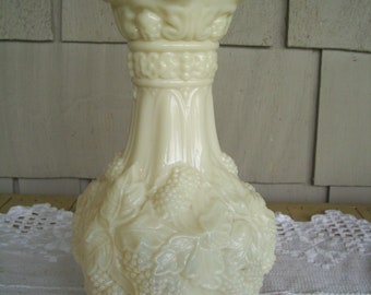 Vintage Vanilla Milk Glass Loganberry Vase 10.25", Large Loganberry Vase, Imperial Glass Vase