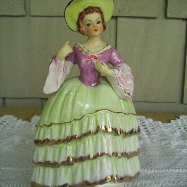 Vintage Mid-century Relco Southern Girl Figurine, Colonial Lady Figurine