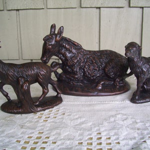 Vintage Holland Mold Large Nativity Animals, Donkey, Sheep and Horned Goat, Christmas Religious