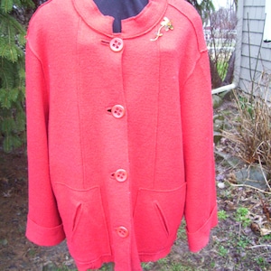 Vintage Coldwater Creek Red Felted Wool Jacket/ Blazer, size Large, Womans Red Jacket L