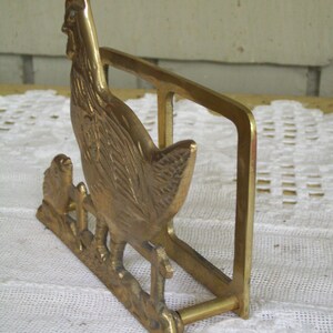 Vintage Brass Hen with Chick Napkin Holder, Farmhouse Kitchen image 6