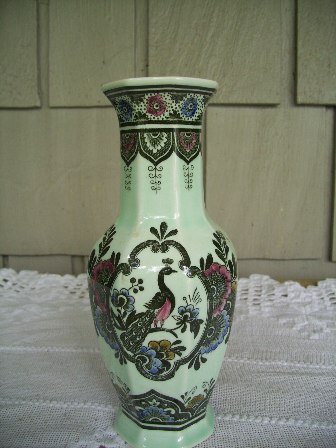 Vintage Villeroy and Boch Porcelain Peacock Bud Vase Etsy