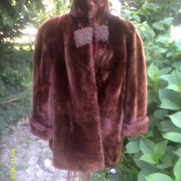 Womens Vintage Rich Brown Fur Evening Jacket, size 10 to 12, by John Costa Furs Cleveland, Ohio, Brown Fur Coat 12