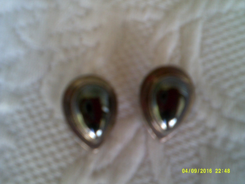 Two Vintage Pairs of Sterling Silver Clip On Earrings with Hematite and Abalone