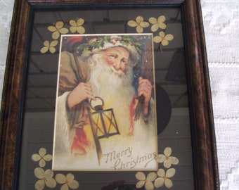 Vintage Old Time Santa Picture, Christmas Wall Picture, Holiday Wall Decor