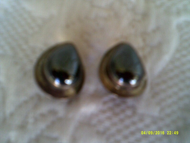 Two Vintage Pairs of Sterling Silver Clip On Earrings with Hematite and Abalone