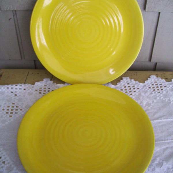 Two Vintage Yellow Melamine Round Platters 14", Made by Precidio, Barbecue Platters