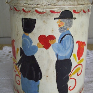 Antique Pa. Dutch Tole Painted Cream Can, Antique Farmhouse Can, Farmhouse Decor
