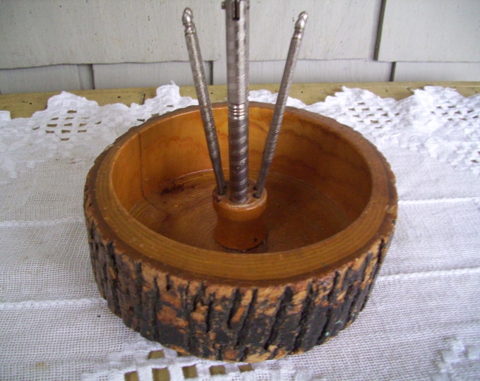 Vintage Rustic Wooden Nut Bowl With Nutcracking Tools Etsy