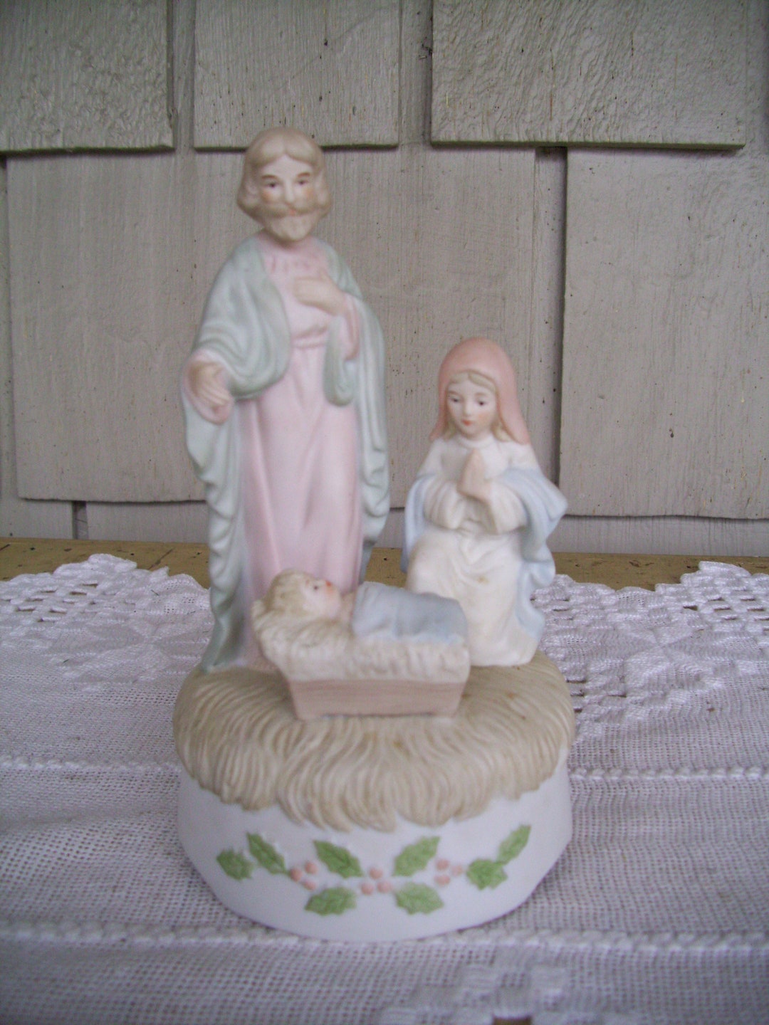 Vintage 1983 Lefton Nativity Music Box, "oh Come Let Us Adore Him
