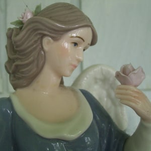 Vintage Large Porcelain Angel 13&quot; In Style of Lladro, Angel Figurine