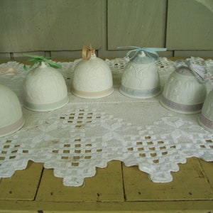 Six Vintage Lladro Porcelain Bells 1991 thru 1996, Lladro Christmas Bells