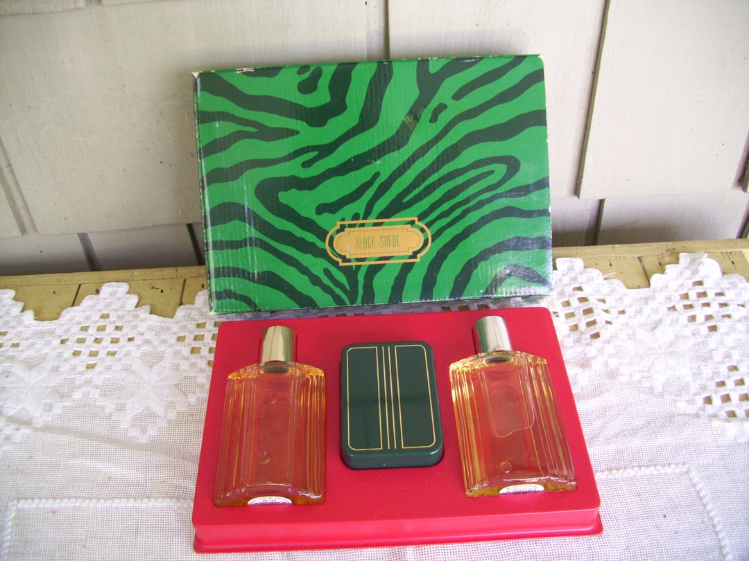 Vintage Men's Black Suede Cologne Aftershave Gift Set, by Avon, Men's