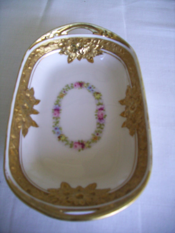 Antique Nippon Porcelain Gold Guilded Trinket Dis… - image 4