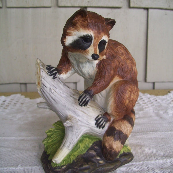 Vintage Porcelain Racoon Figurine 7", Made in Japan by Andrea, Wildlife Figurine