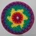 Cotton Crochet Pocket Flying Disk Toy in Bright Rainbow Colors/Red Center--7.5"