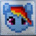 READY to SHIP--Crochet 8-Bit Pixel Art Throw Blanket--Inspired By MLP Rainbow Dash
