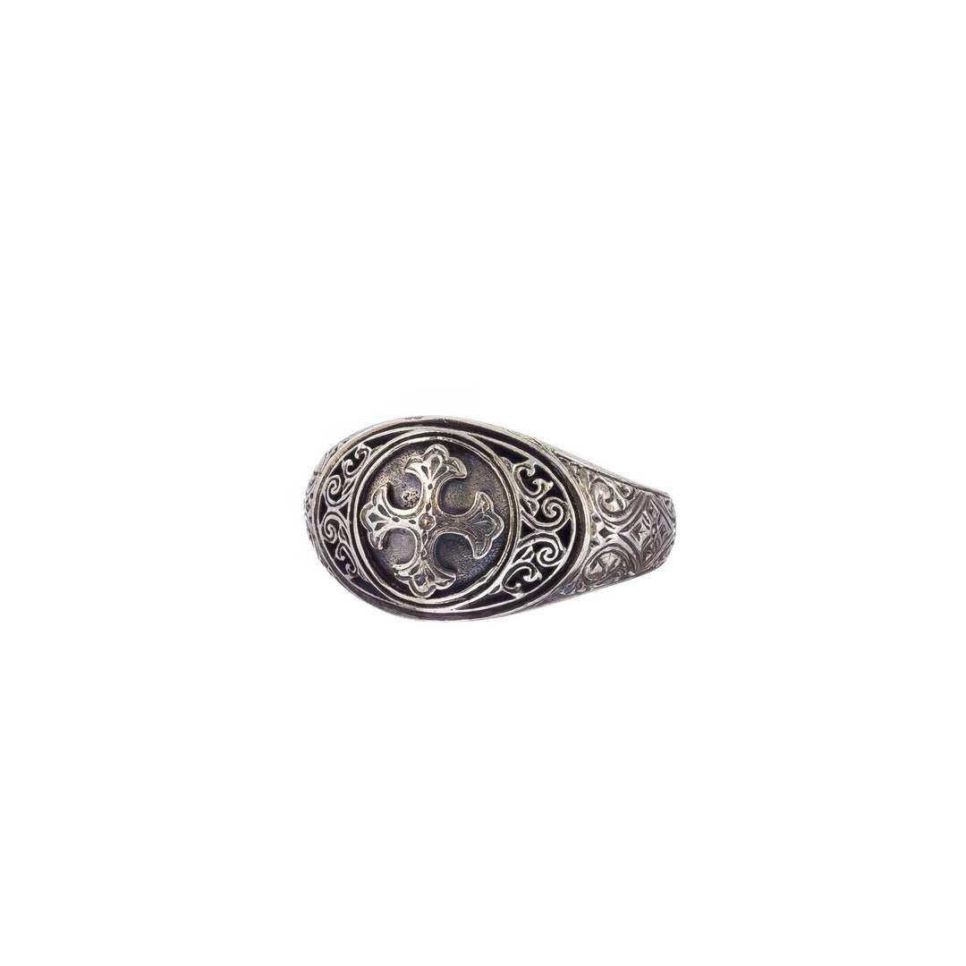 Byzantine Mens Ring in Sterling Silver Mens Ring With Cross - Etsy