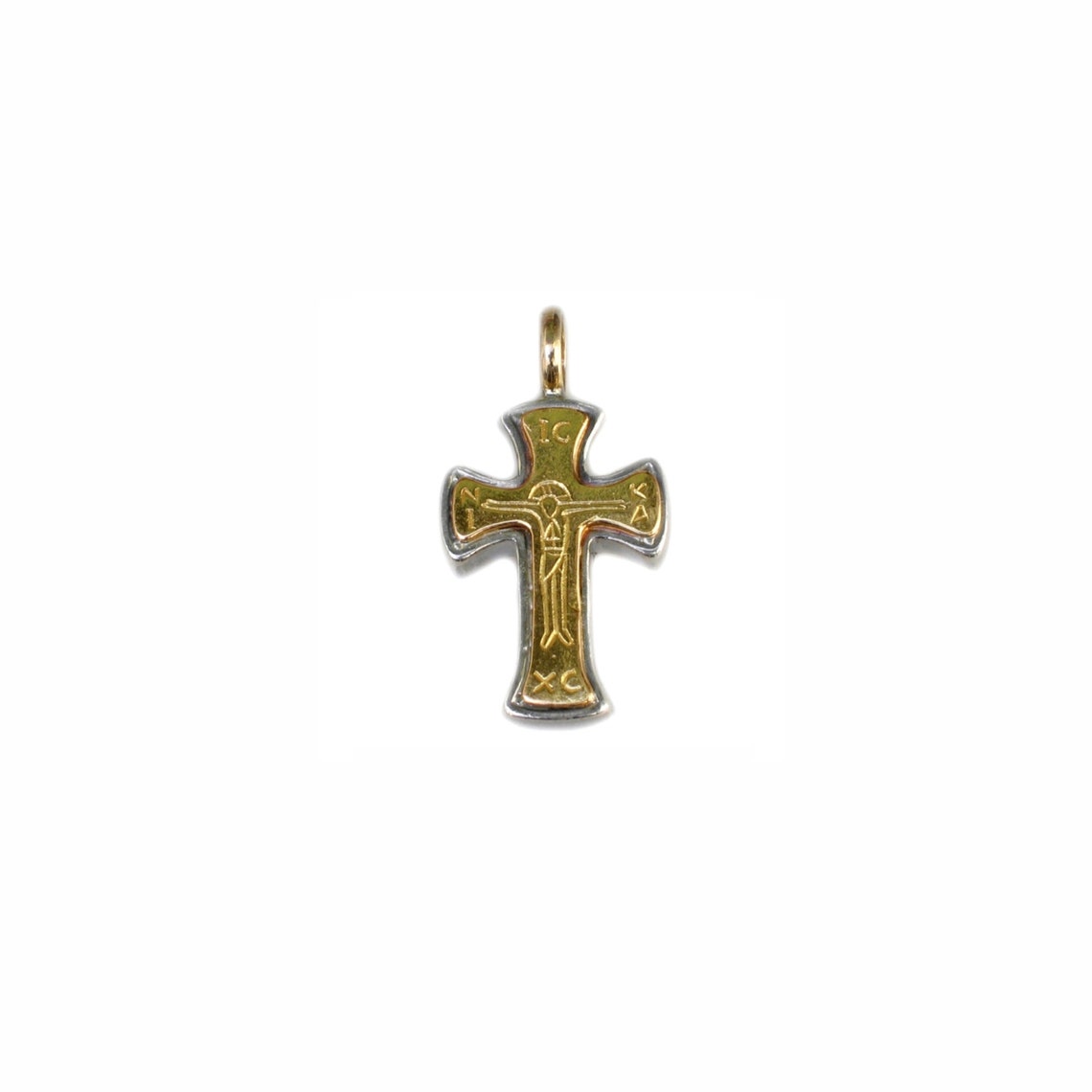 Tiny Cross ICXCNIKA in 18k Gold and Sterling Silver - Etsy