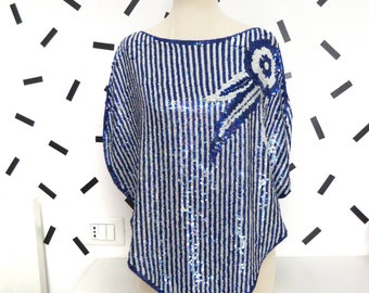 Camisa vintage de lantejoulas anos 80 embelezada tamanho M