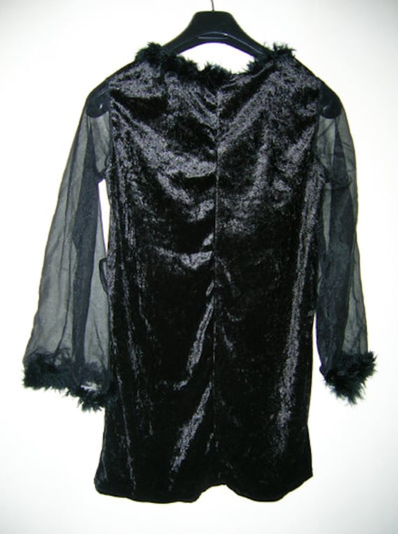 Vintage 90's Black Velvet Dress With Sheer Sleeves and Fluffy Insert Size S  - M - Etsy