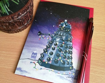 SMALL A6 Christmas Card (148mm x 105mm) - 'Dalek Lights'