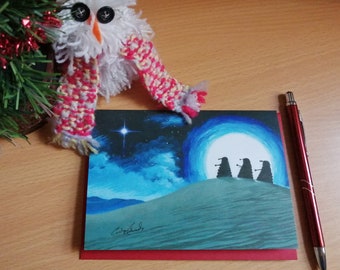 Small Christmas greetings card (6x4 inches) - 'Three Wise Daleks'