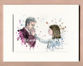 Clara & the 12th Doctor ~  6 x 8 inch mounted Art Print