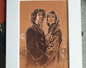 8th Doctor & Grace (Small) - 6 x 8 inch mounted Art Print