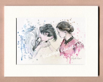 11th Doctor and Clara - 6 x 8 inch mounted Art Print