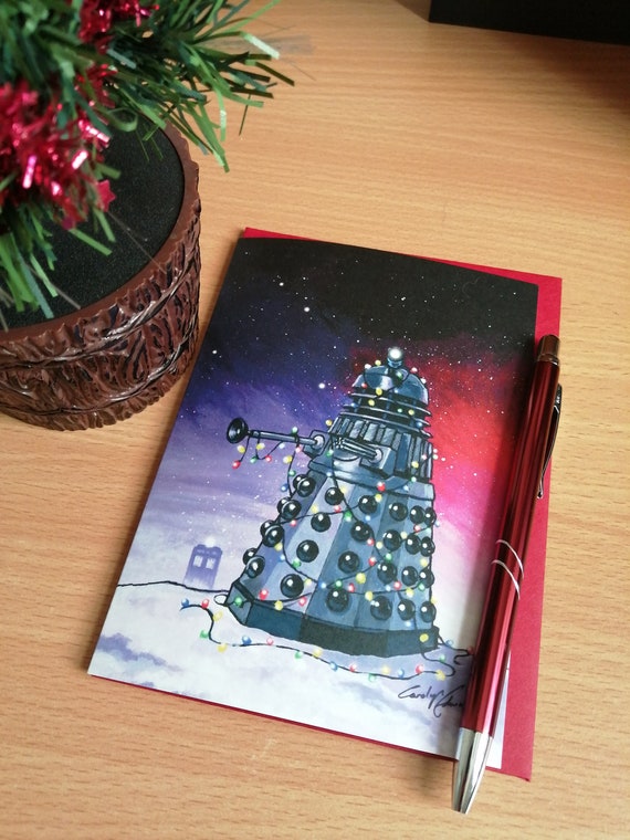 SMALL A6 Christmas Card (148mm x 105mm) - 'Dalek Lights'