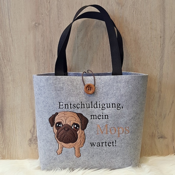 Filzshopper mit Mops,