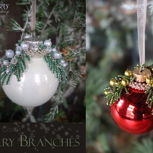 Rijgpatroon kerstbalversiering 'Berry Branches'- DIY kralen hanger