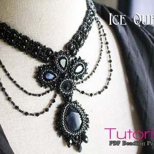 Tutorial for beadwoven necklace &#39;Ice Queen&#39; - PDF beading pattern - DIY