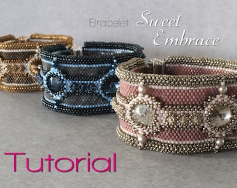 Tutorial for beadwoven peyote bracelet &#39;Sweet Embrace&#39; - PDF beading pattern - DIY