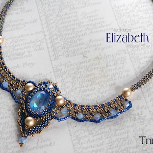 Tutorial for beadwoven necklace &#39;Elizabeth&#39; - PDF beading pattern - DIY