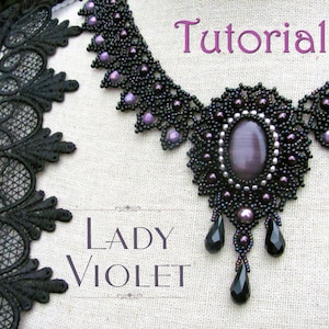 Tutorial for beadwoven necklace 'Lady Violet' PDF beading pattern DIY image 1