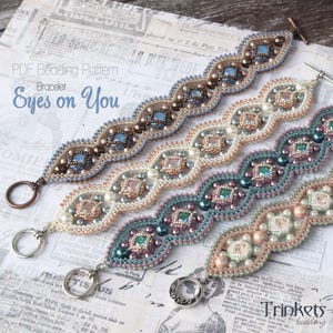 Tutorial for beadwoven bracelet &#39;Eyes on You&#39; - PDF beading pattern - DIY