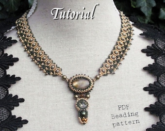 Tutorial for beadwoven necklace 'Lady Sybil' - PDF beading pattern - DIY