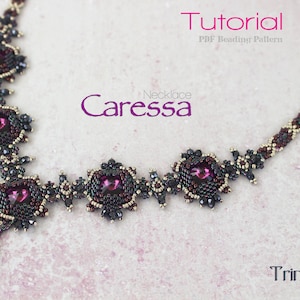 Tutorial for beadwoven necklace &#39;Caressa&#39; - PDF beading pattern - DIY