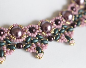 Tutorial for Beadwoven Pearl and Twin Bead Necklace 'oriental