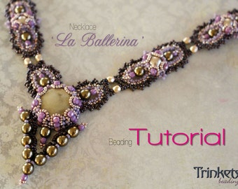 Tutorial for beadwoven necklace 'La Ballerina' - PDF beading pattern - DIY