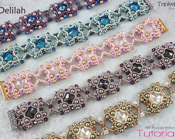 Tutorial for beadwoven bracelet &#39;Delilah&#39; - PDF beading pattern - DIY