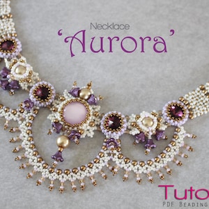 Tutorial for beadwoven necklace &#39;Aurora&#39; - PDF beading pattern - DIY