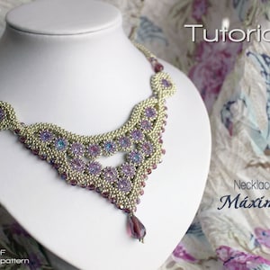 Tutorial for beadwoven necklace &#39;Máxima&#39; - PDF beading pattern - DIY