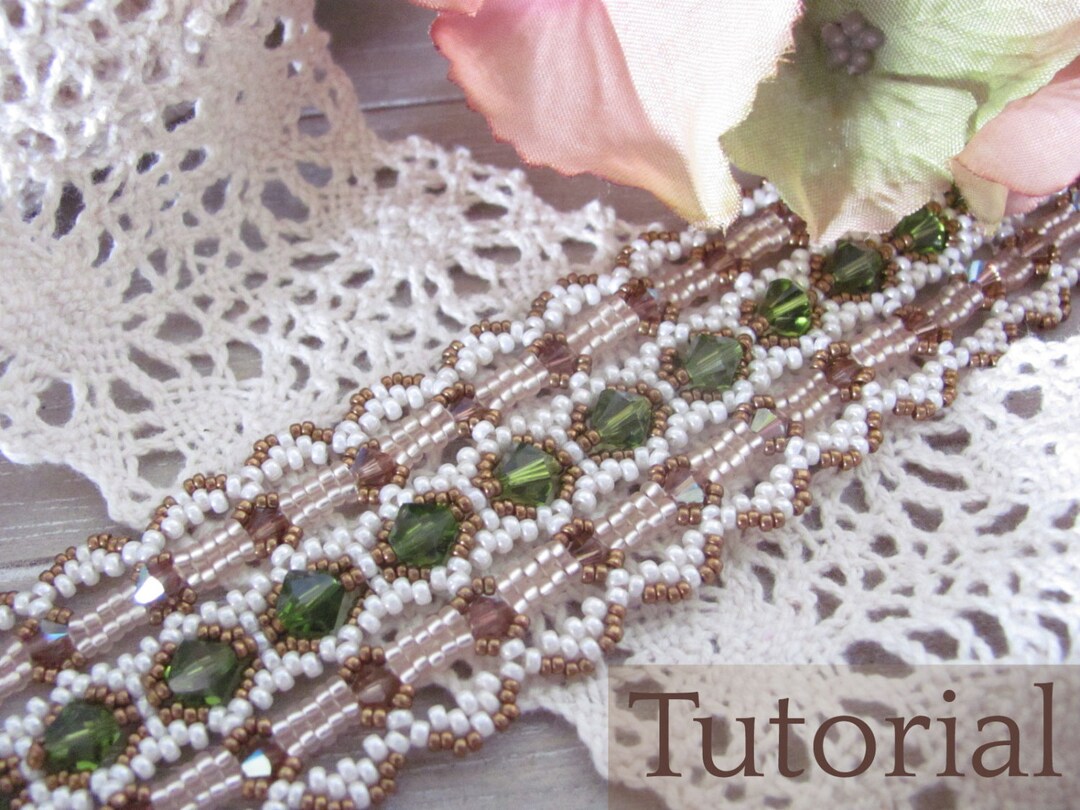 Tutorial for Beadwoven 'lace Ribbon Bracelet ' - PDF Beading Pattern ...